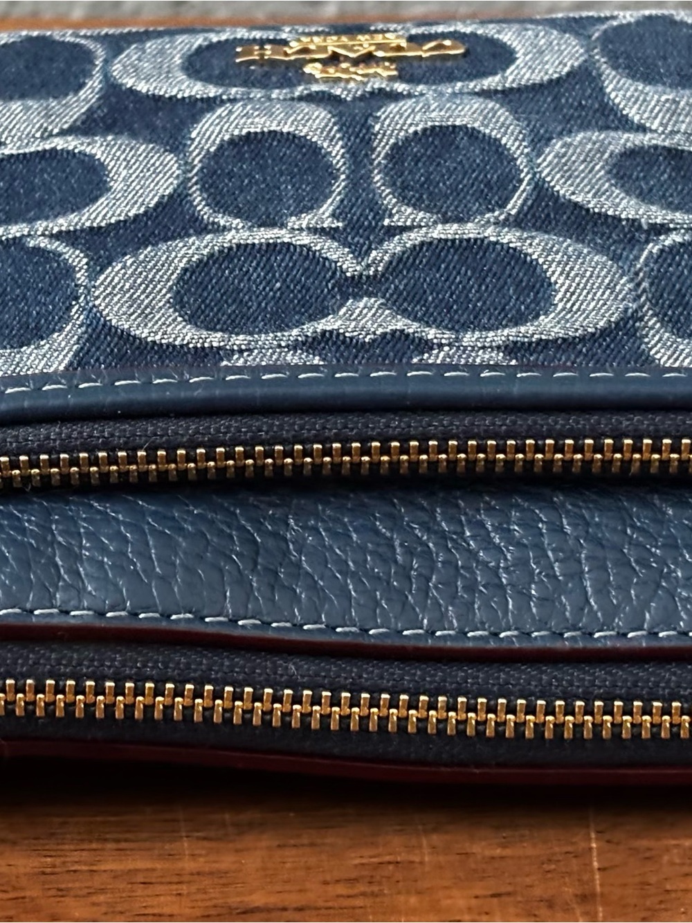 Coach Double Zip Wallet in Signature Denim - Picture 8 of 12